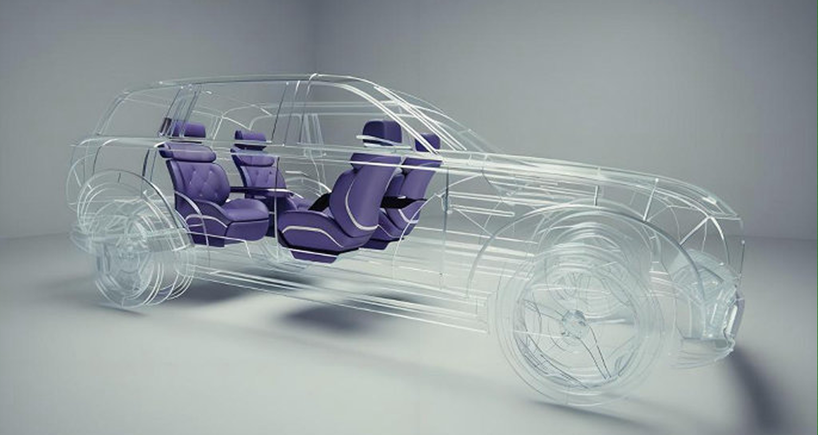 Silver vehicle structure with digital simulation engineering