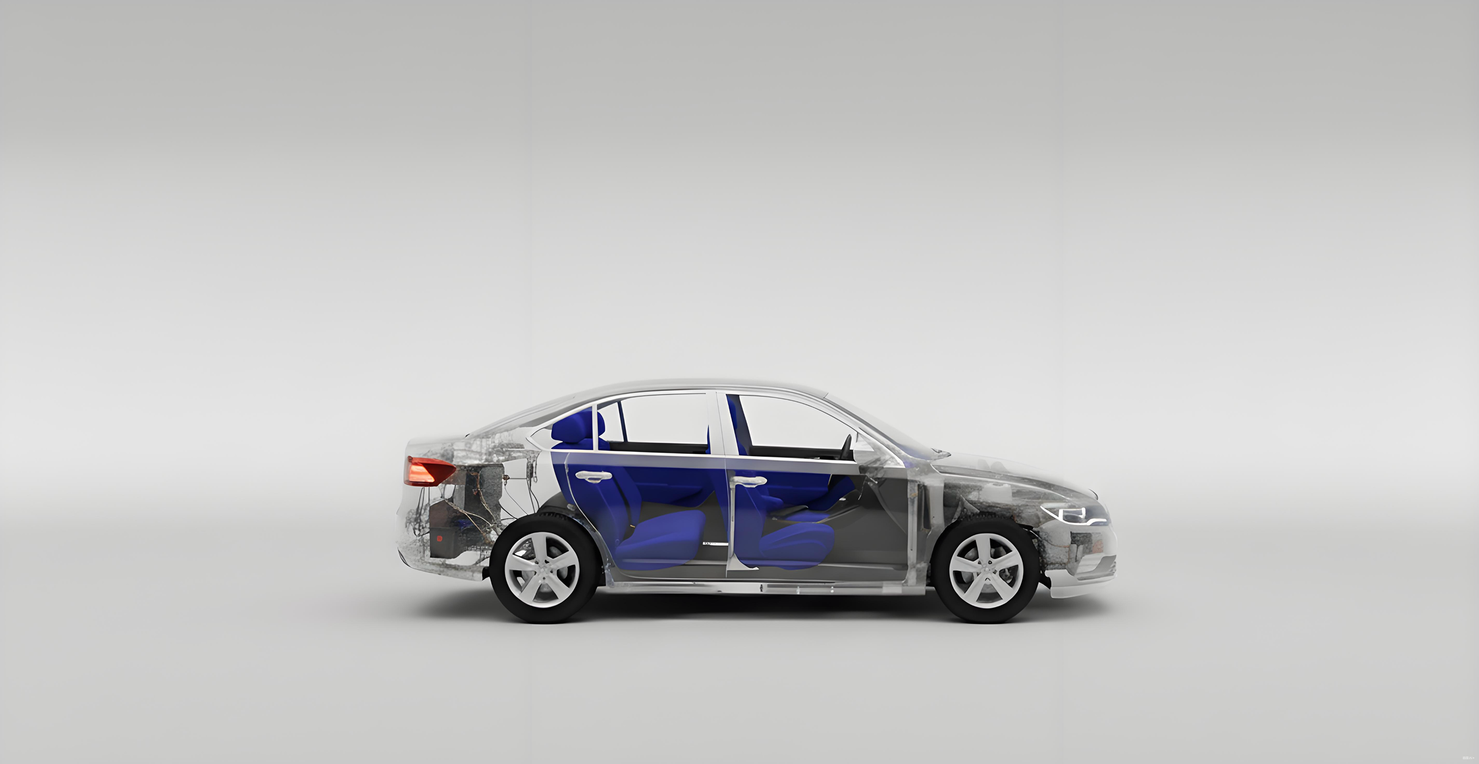 Complete cabin and interior modules inside a transparent body